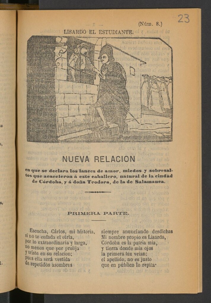 Miniatura de Lisardo el estudiante : nueva relacion en que se declara los lances de amor, miedos y sobresaltos que acaecieron á este caballero, natural de la ciudad de Córdoba, y á doña Teodora, de la de Salamanca