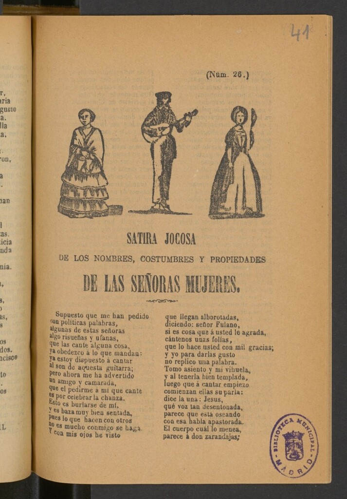 Miniatura de Sátira jocosa de los nombres, costumbres, propiedades de las señoras mujeres