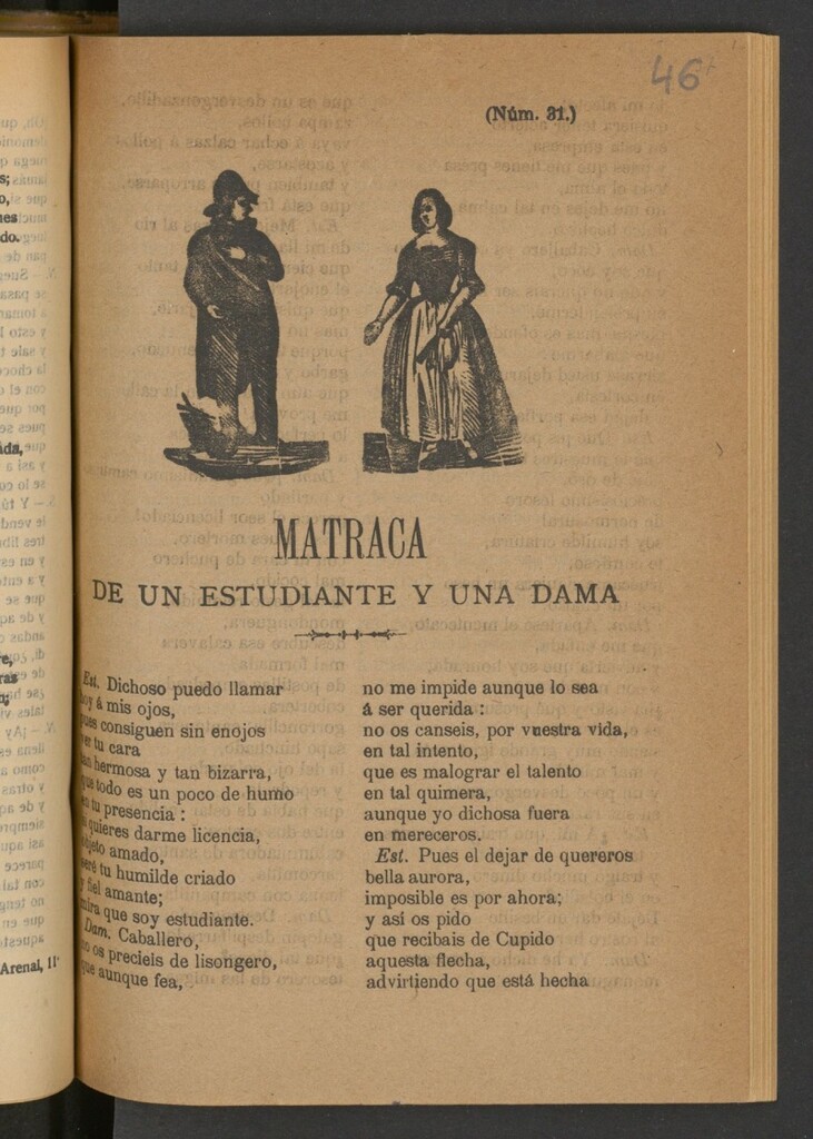 Miniatura de Matraca de un estudiante y una dama