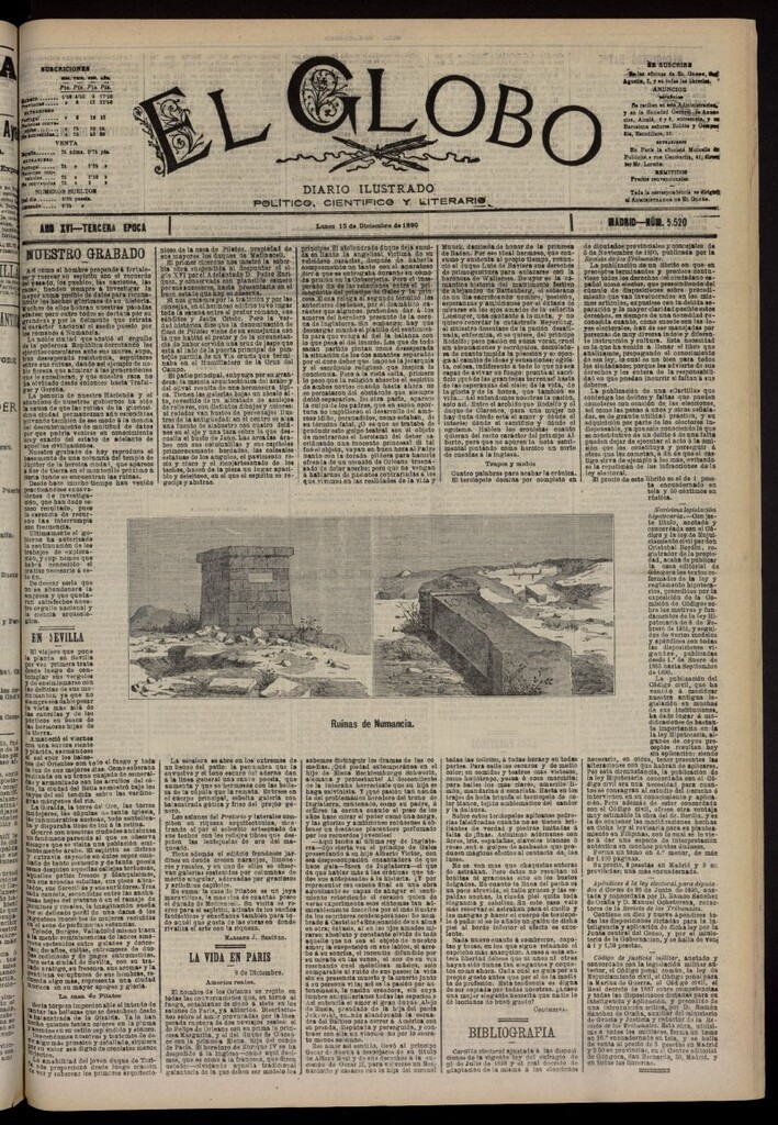 Miniatura de El Globo : diario ilustrado del 15 de diciembre de 1890, nº 5520