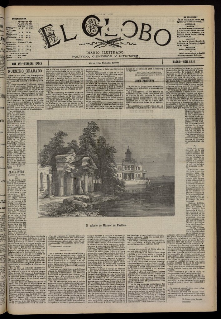 Miniatura de El Globo : diario ilustrado del 16 de diciembre de 1890, nº 5521