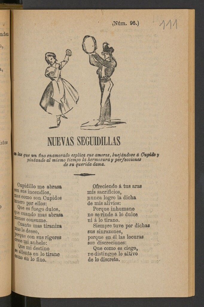 Miniatura de Nuevas seguidillas en las que un fino enamorado esplica sus amores, buejándose á Cupido y pintando al mismo tiempo la hermosura y perfecciones de su querida dama