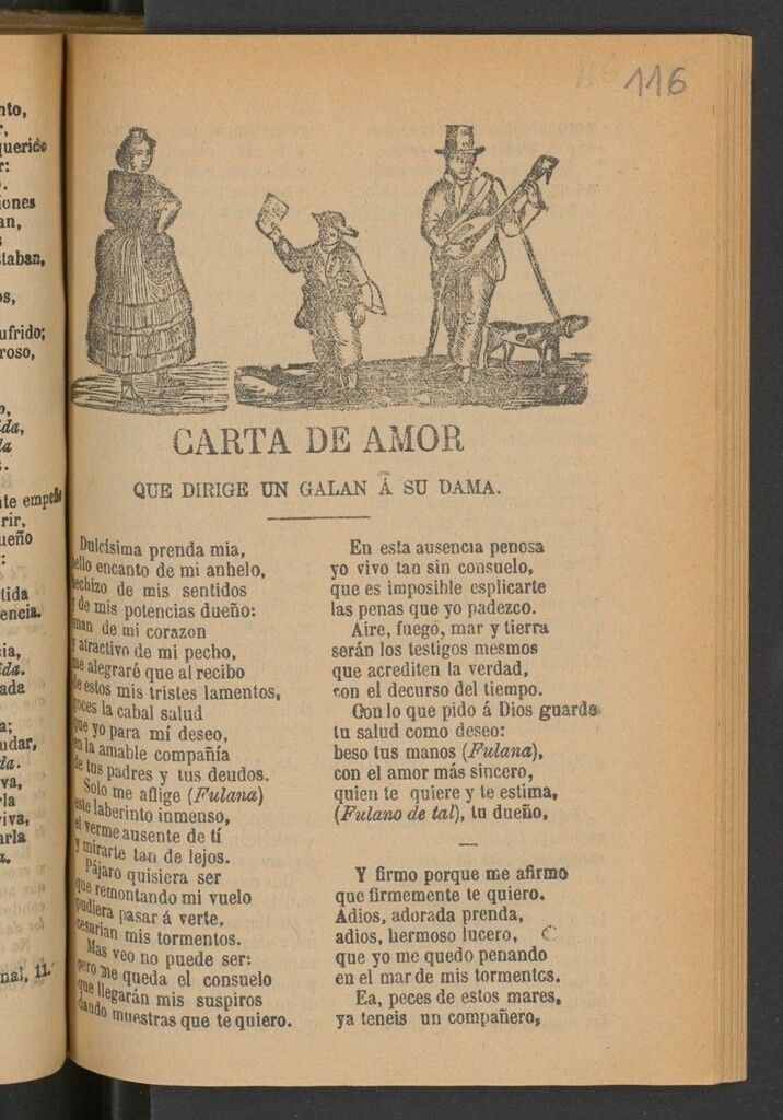 Miniatura de Carta de amor que dirige un galan á su dama