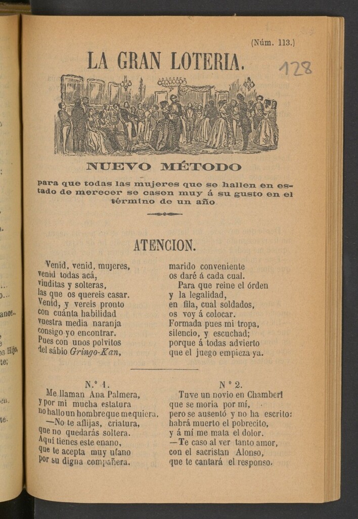 Miniatura de La gran lotería : nuevo método para que todas las mujeres se se hallen en estado de merecer se casen muy a su gusto en el término de un año
