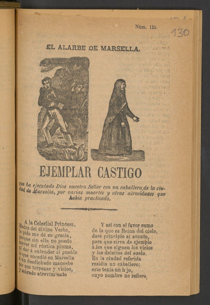 Miniatura de El alarbe de Marsella : ejemplar castigo que ha ejecutado Dios nuestro Señor con un caballero de la ciudad de Marsella, por varias muertes y otras atrocidades que habia practicado