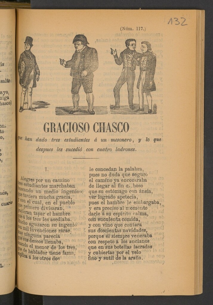 Miniatura de Gracioso chasco que han dado tres estudiantes a un mesonero y lo que después les sucedió con cuatro ladrones.