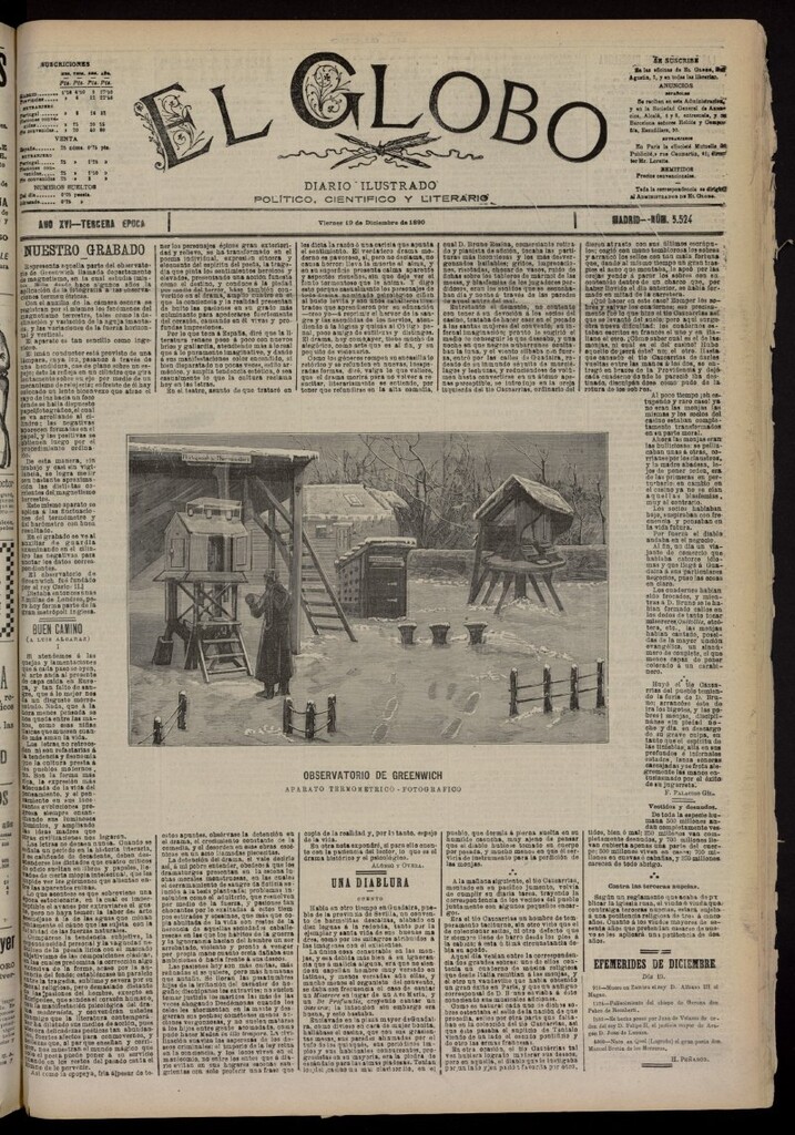 Miniatura de El Globo : diario ilustrado del 19 de diciembre de 1890, nº 5524