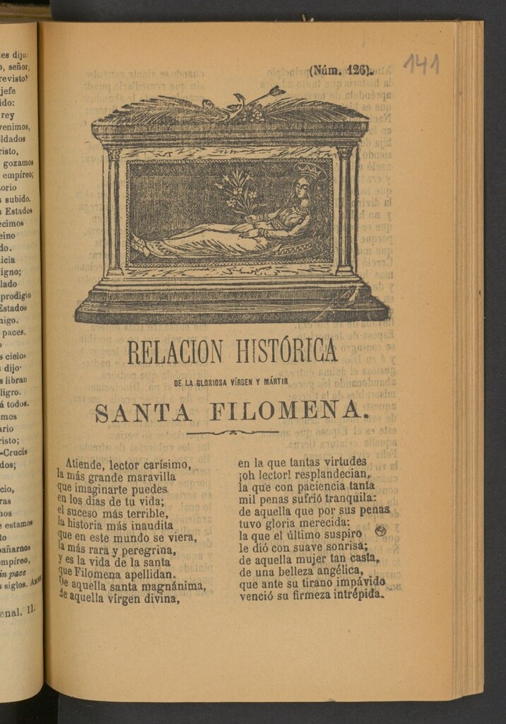 Miniatura de Relación histórica de la gloriosa virgen y mártir Santa Filomena