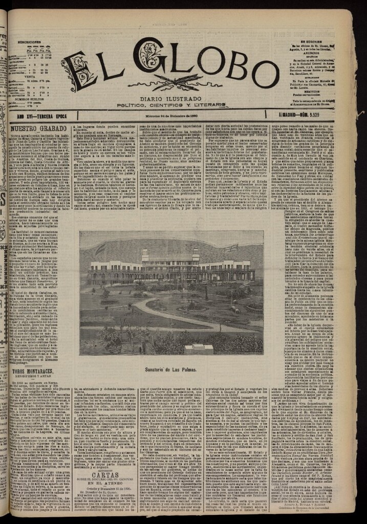 Miniatura de El Globo : diario ilustrado del 24 de diciembre de 1890, nº 5529