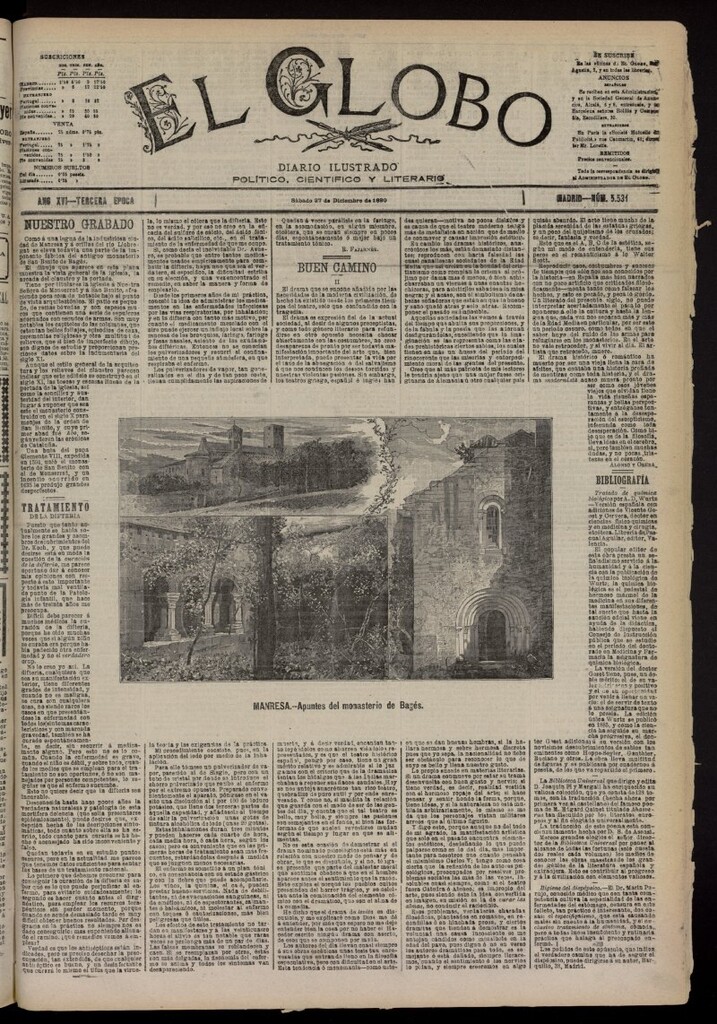 Miniatura de El Globo : diario ilustrado del 27 de diciembre de 1890, nº 5531