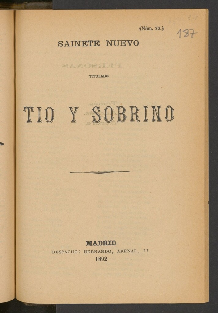 Miniatura de Sainete nuevo titulado Tío y sobrino