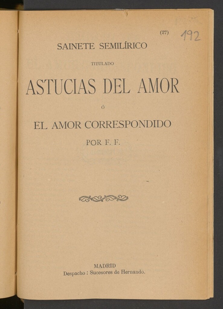 Miniatura de Sainete nuevo titulado astucias del amor, ó El amor correspondido