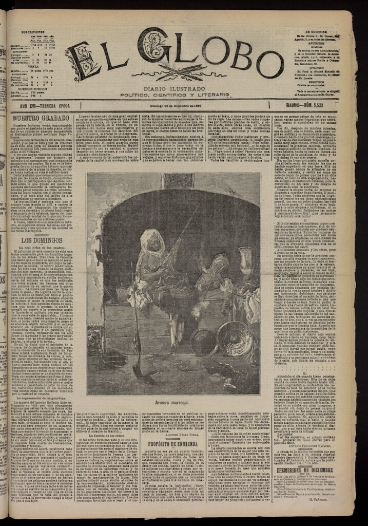 Miniatura de El Globo : diario ilustrado del 28 de diciembre de 1890, nº 5532