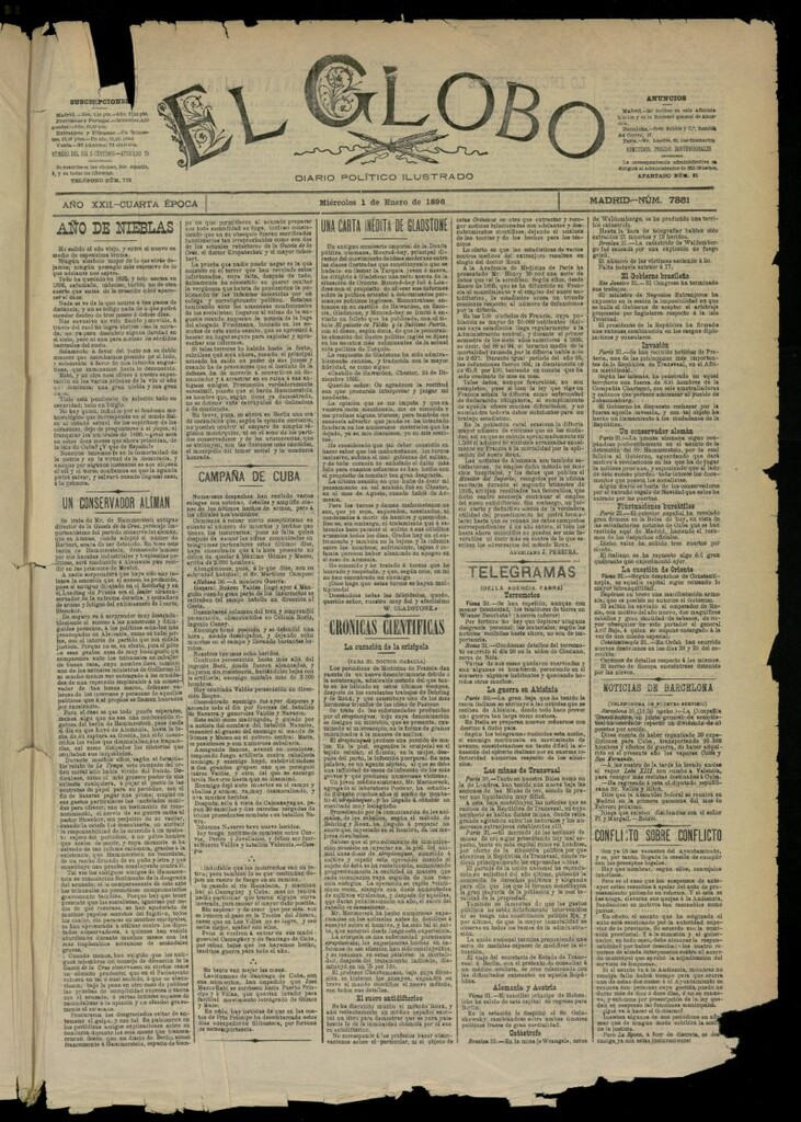 Miniatura de El Globo : diario ilustrado del 1 de enero de 1896, nº 7351