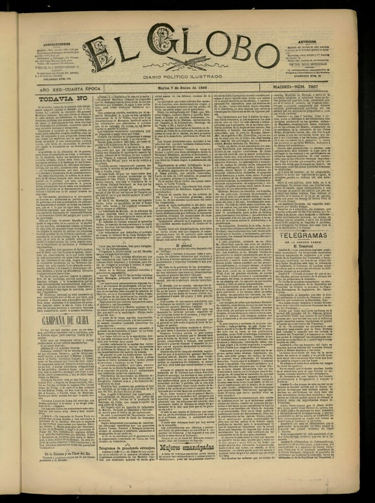 Miniatura de El Globo : diario ilustrado del 7 de enero de 1896, nº 7357