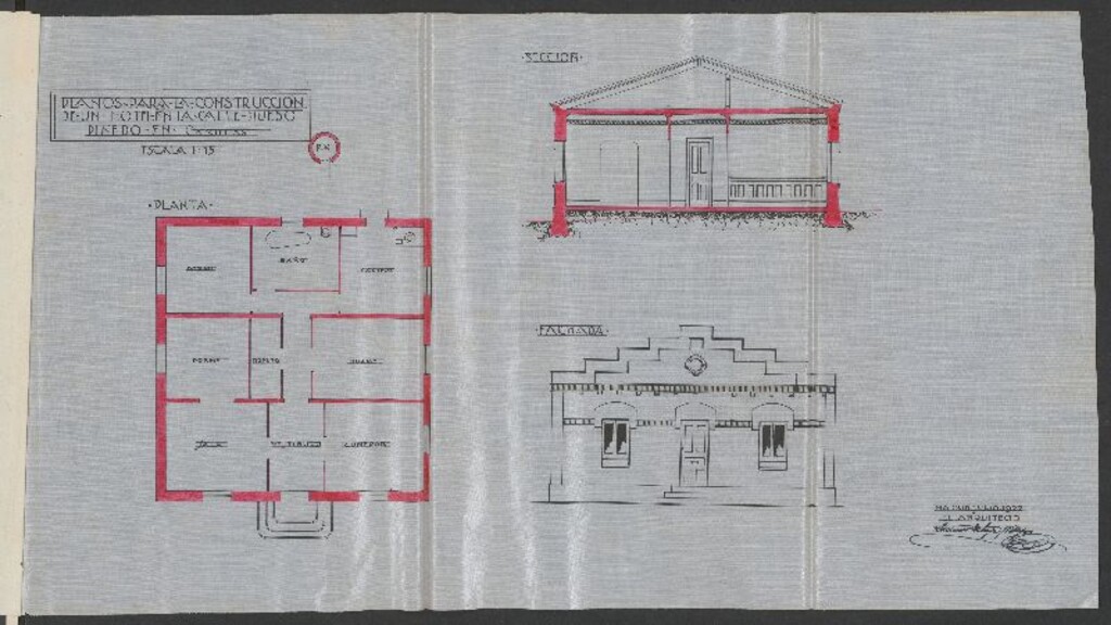 Miniatura de Solicitud de licencia por D. Blas Ledesma para construir un hotel de planta baja en la c/Bueso Pineda