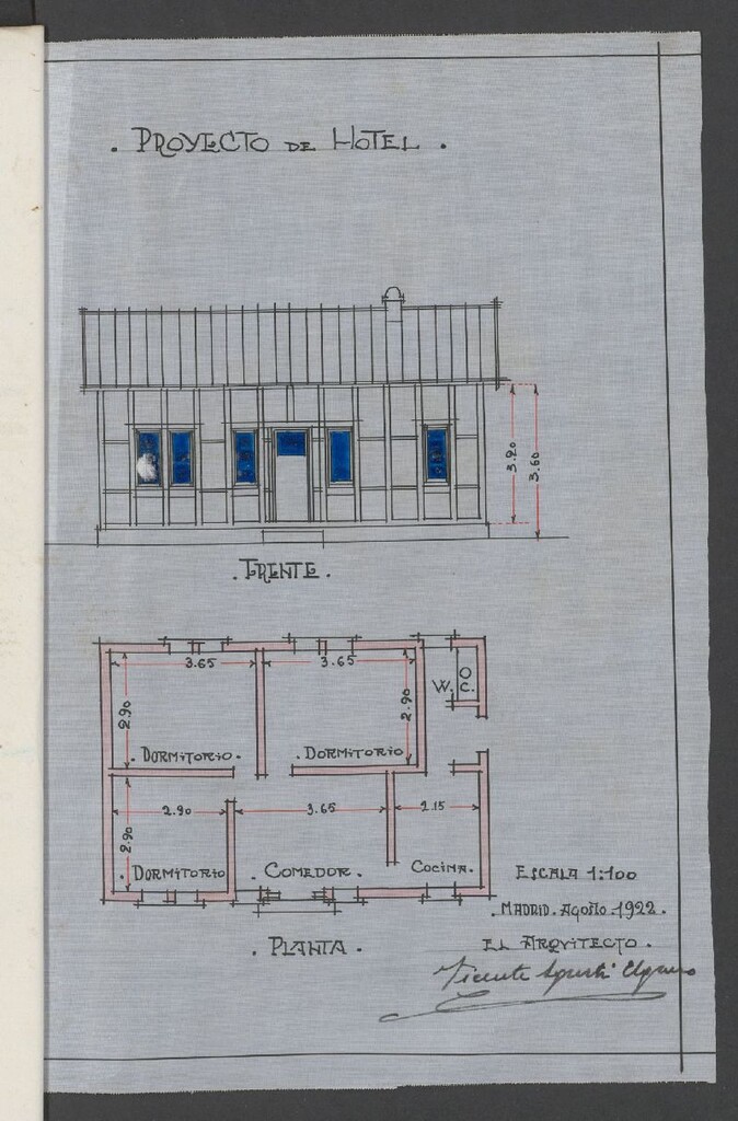 Miniatura de Solicitud de licencia de D. José Valdaña para construir un hotel de planta baja en la c/ Arturo Soria, manzana 84