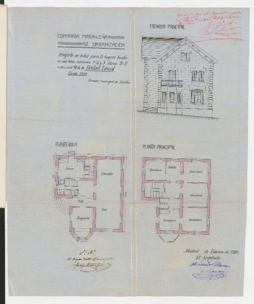 Miniatura de Solicitud de licencia por Ricardo Marcos Bausá para la construcción de un hotel en las parcelas 1, 2 y 3, letras D y E, manzana 91