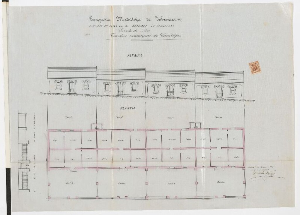 Miniatura de Solicitud de licencia por Emilio Vargas Fernandez, para la coonstrucción de casas de obreros en la barriada de la carretera de Canillejas, en los lotes 13, letraas G y H