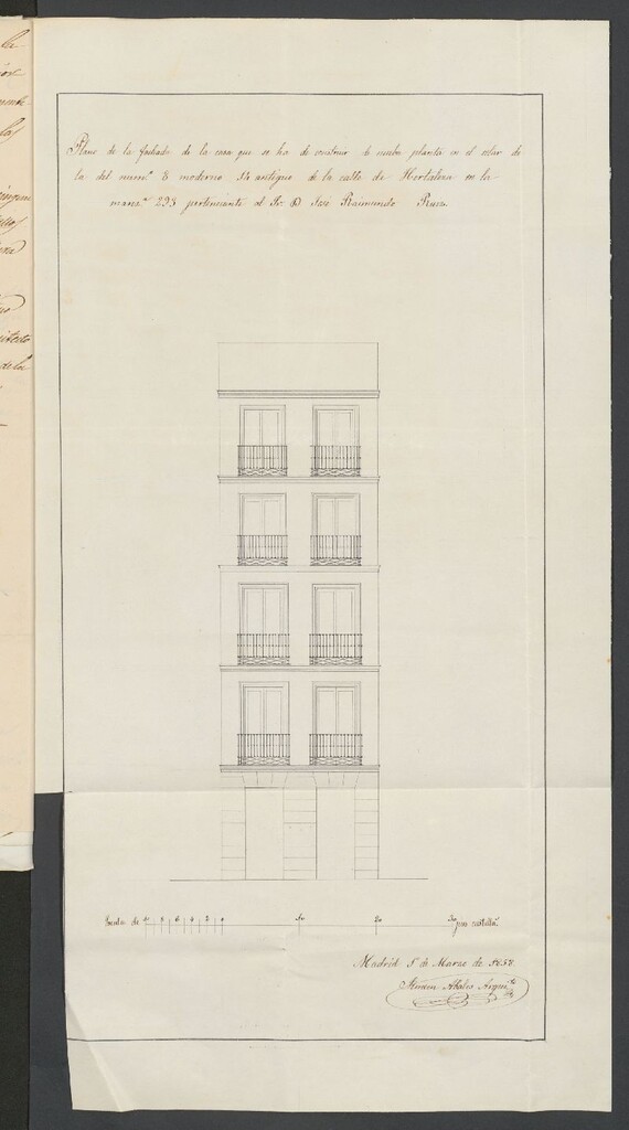 Miniatura de D. José Raimundo Ruíz, licencia para construir de nueva planta la casa calle de Hortaleza, nº 8 nuevo, manzana 293.