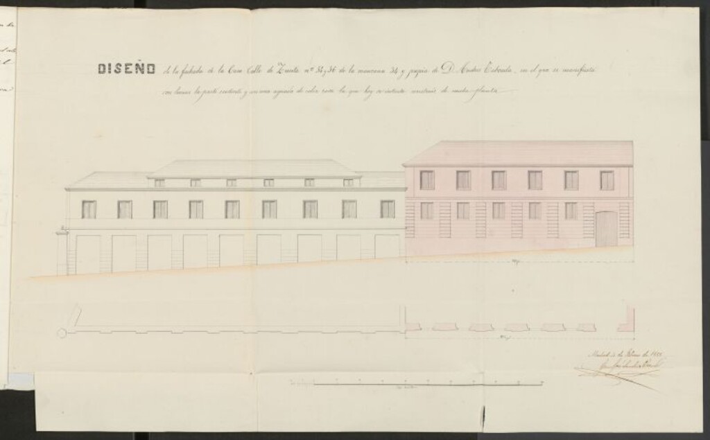 Miniatura de D. Andrés Taboada, licencia para construir en la calle de Valencia con vuelta a la Zurita, nº 54, manzana 34.