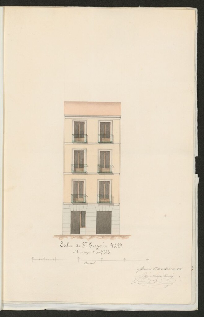 Miniatura de D. José Núñez Cortes, a nombre de Dª Beatriz Cea Cortés, a nombre de Dª Beatriz Cean Bermúdez, licencia para construir de nueva planta, la casa calle de S. Gregorio nº 29, manzana 323.