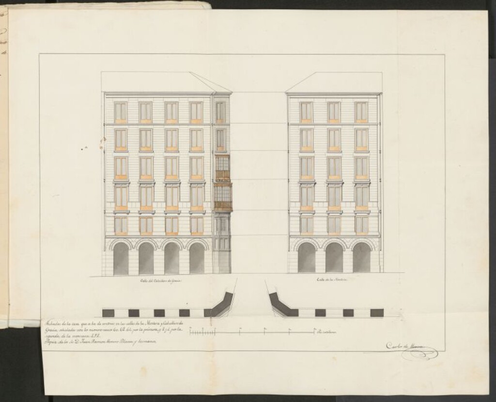 Miniatura de D. Juan Ramón Herrero y hnos., licencia para construir de nueva planta la casa calle de la Montera, nº 60, 62, y 64 con vuelta a la del Caballero de Gracia, nº 2 y 4, manzana 292.