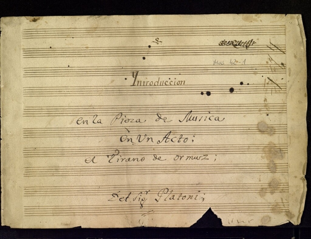 Miniatura de Introducción en la pieza de Musica en un acto el Tirano de Ormuz
