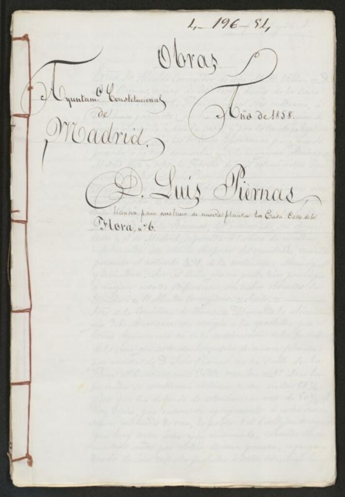 Miniatura de D. Luis Piernas, licencia para construir de nueva planta la casa calle de la flora, nº 6.