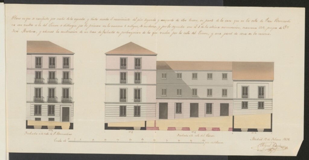 Miniatura de D. José Martínez, licencia para obras en su caja calle de S. Bernardino nº 16 con vuelta a la del Limón nº 1 mañana 537 aumentando facha de estas.