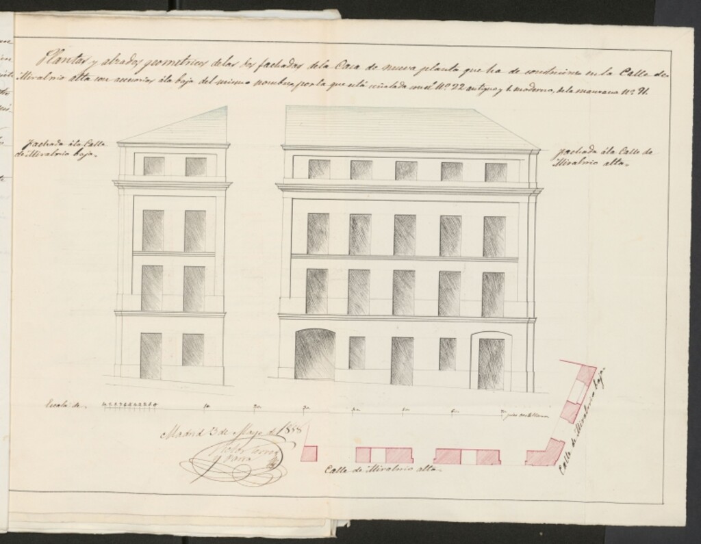 Miniatura de D. Baldomero Morena, licencia para construir la casa calle de Mira el Rio baja nº 1, manzana 91. con accesorias a la de Mira el Río alta.