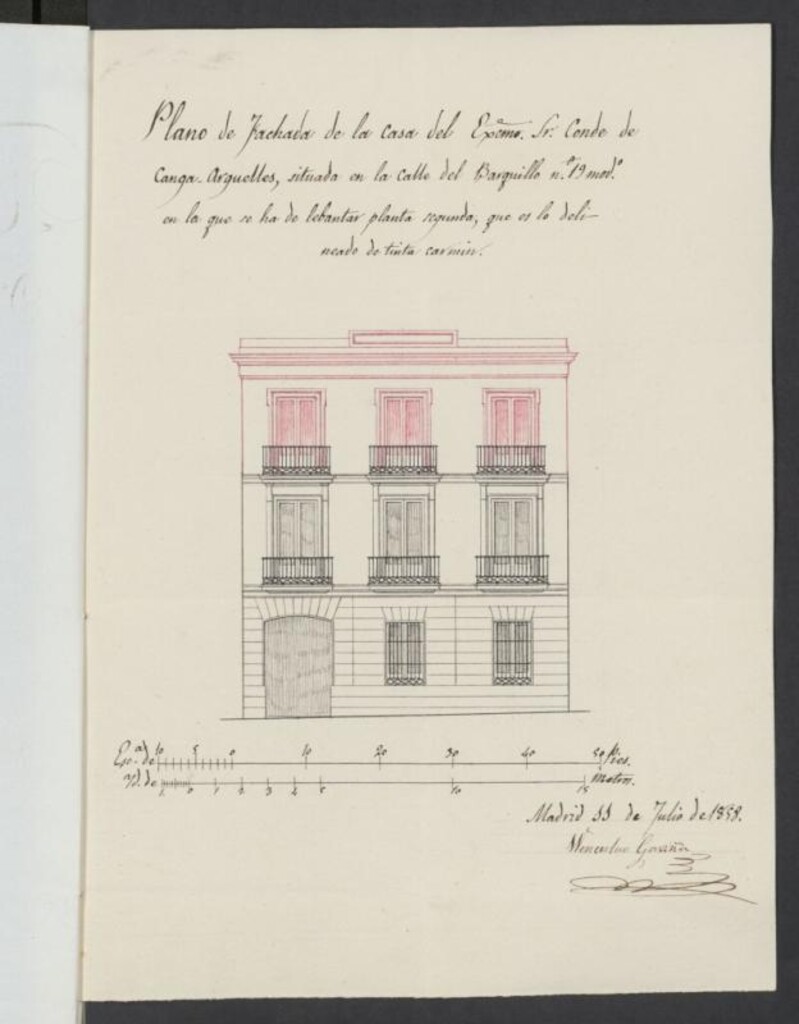 Miniatura de El Sr. Conde de Cangas Argüelles, licencia para aumentar piso 2º en la casa calle del Barquillo nº 19.