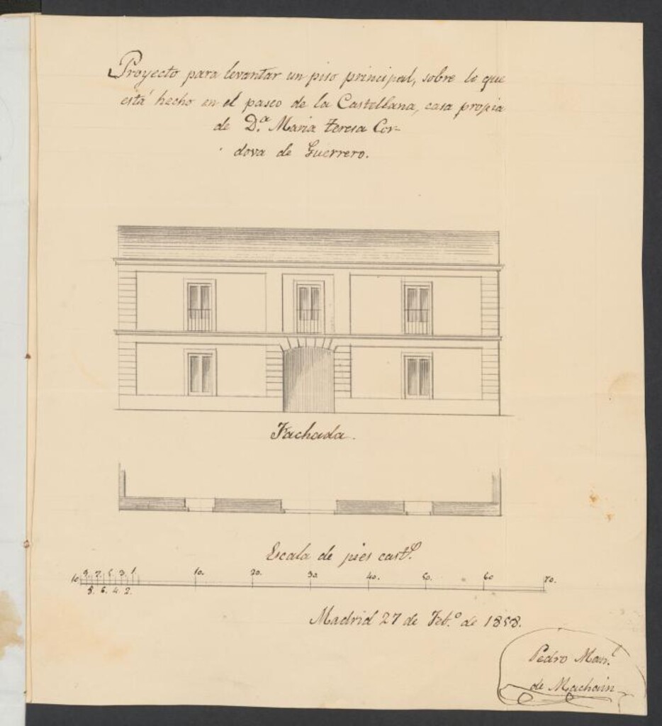 Miniatura de Dª Mª Teresa Córdova de Guerrero, licencia para levantar un piso en su casa afueras del Portillo de Santa Bárbara.