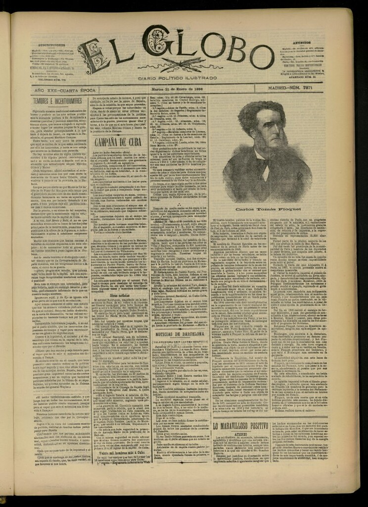 Miniatura de El Globo : diario ilustrado del 21 de enero de 1896, nº 7371