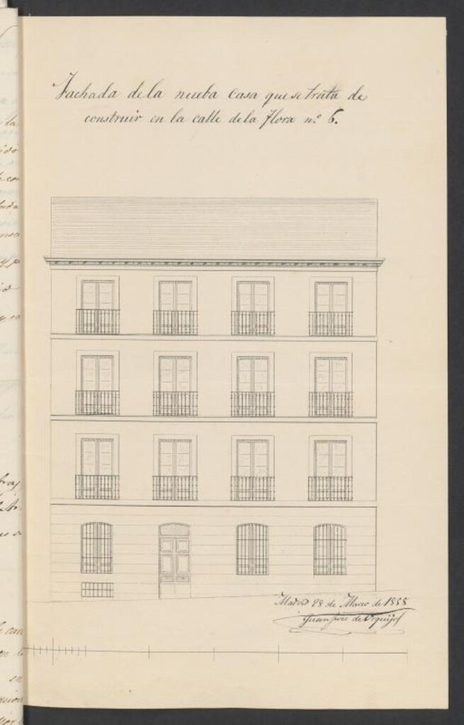 Miniatura de D. Luis Piernas, licencias para construir de nueva planta la casa calle de la Flora, nº 6.