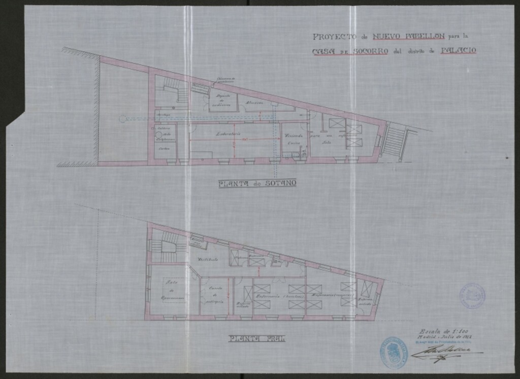 Miniatura de Proyecto de nuevo pabellón para la Casa de Socorro del Distrito de Palacio