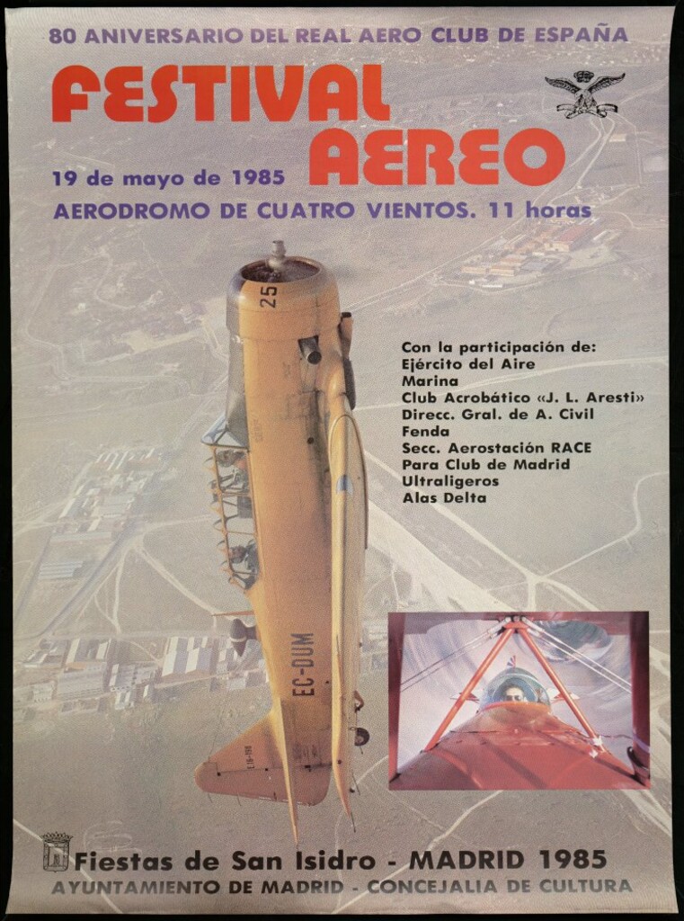 Miniatura de Fiestas de San Isidro, Madrid, 1985,  80 aniversario del Real Aeroclub de España. Festival Aereo, 19 de mayo