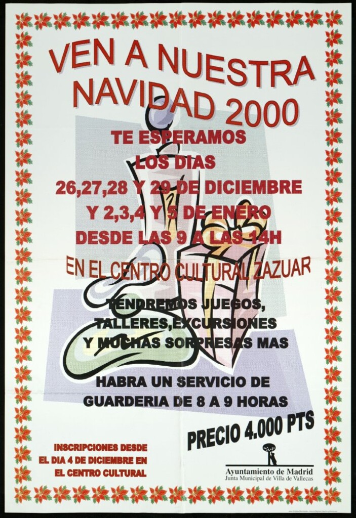Miniatura de Ven a nuestra Navidad 2000. Te esperamos los días 26, 27, 28 y 29 de diciembre, y 2, 3, 5 y 5 de enero, desde las 9 a las 14:00 horas en el Centro cultural Zazuar.
