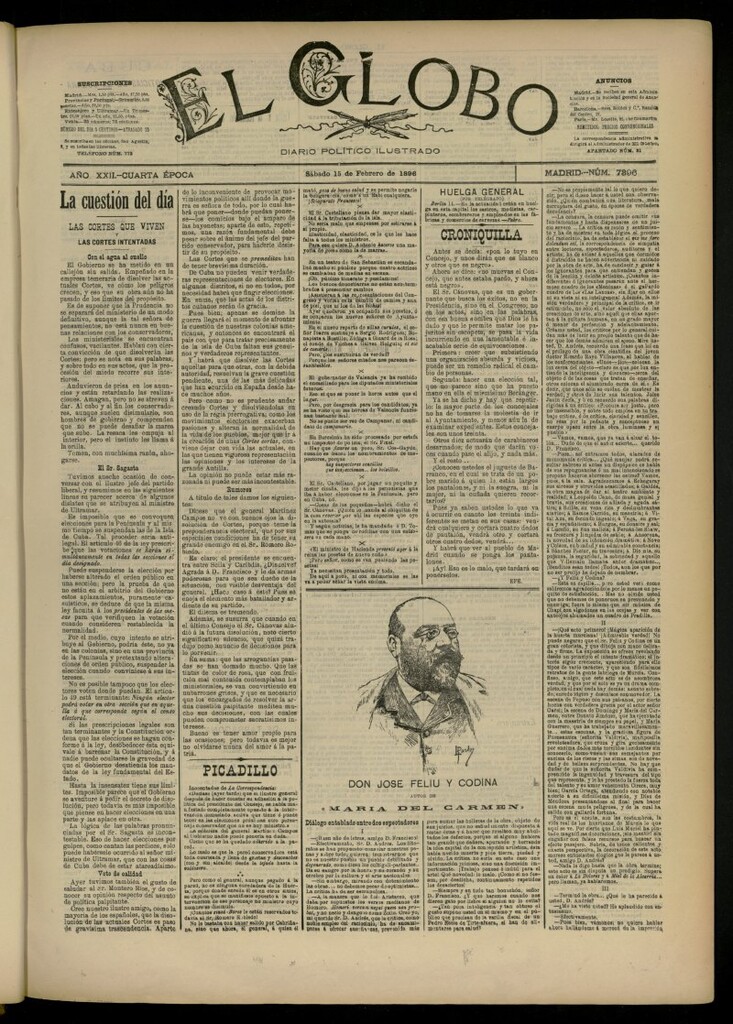 Miniatura de El Globo : diario ilustrado del 15 de febrero de 1896, nº 7396