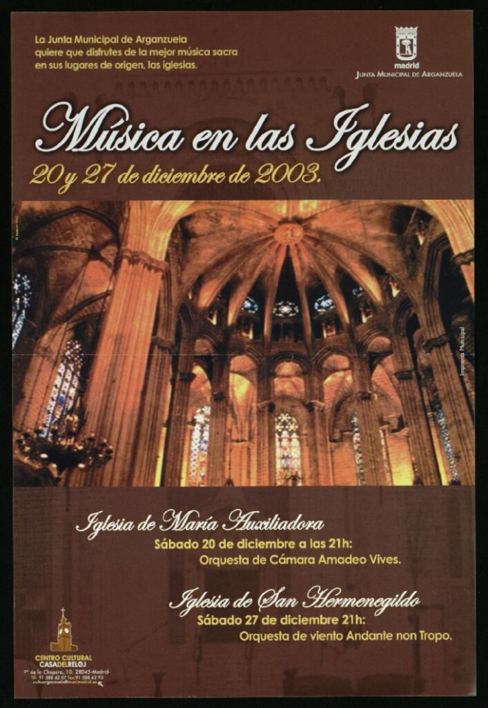 Miniatura de Música en las iglesias. 20 y 27 de diciembre de 2003. Junta municipal de Arganzuela.