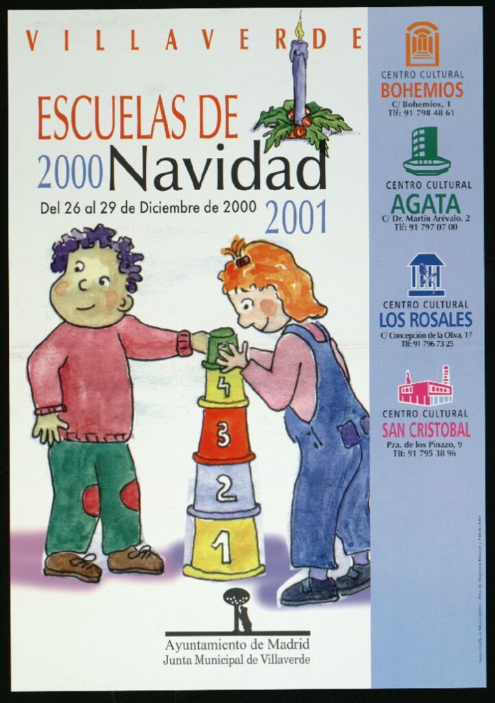 Miniatura de Escuelas de Navidad 2000-2001. Del 26 al 29 de diciembre. Villaverde. Centro cultural Bohemios, Centro cultural Ágata, Centro cultural Los Rosales, Centro cultural San Cristóbal