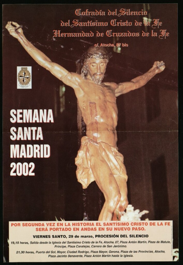 Miniatura de Semana Santa Madrid 2002. Cofradía del Silencio del Santísimo Cristo de la Fé. Hermandad de Cruzados de la Fé. Viernes Santo 29 de marzo. Procesión del Silencio (Recorrido)