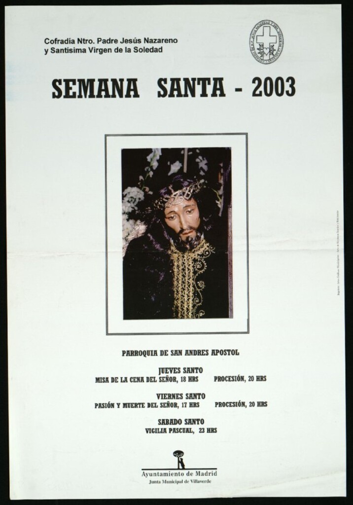 Miniatura de Semana Santa 2003. Cofradía nuestro Padre Jesús Nazareno y Santísima Virgen de la Soledad. Parroquia de San Andrés Apostol.  (Programa)