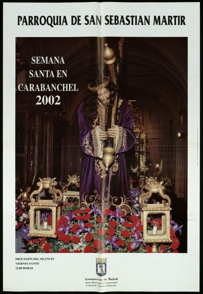 Miniatura de Semana Santa en Carabanchel 2002. Parroquia de San Sebastián Mártir. Procesión del Silencio. Viernes santo. 21:00 horas.