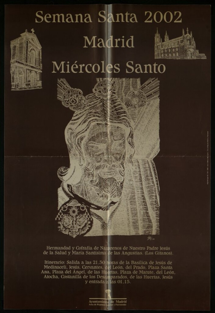 Miniatura de Semana Santa 2002. Madrid, Miércoles Santo. Hermandad y cofradía de nazarenos de Nuestro Padre Jesús de la Salud y María Santísima de las Angustias. (Los gitanos). (Recorrido)