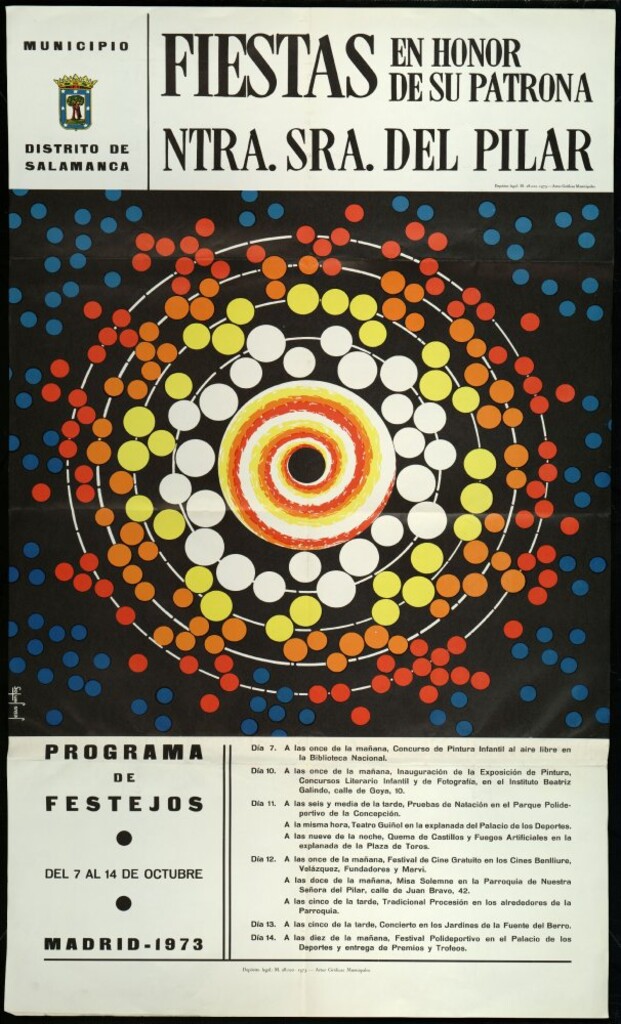 Miniatura de Fiestas en honor de su patrona Ntra. Sra. Del Pilar. Del 7 al 14 de octubre. Madrid 1973. (Programa)
