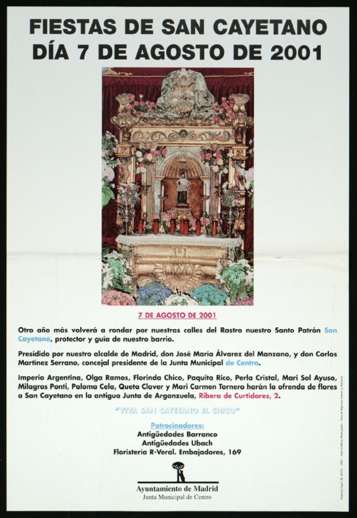 Miniatura de Fiestas de San Cayetano. Día 7 de agosto de 2001. Junta municipal de Centro. Ofrenda de flores.