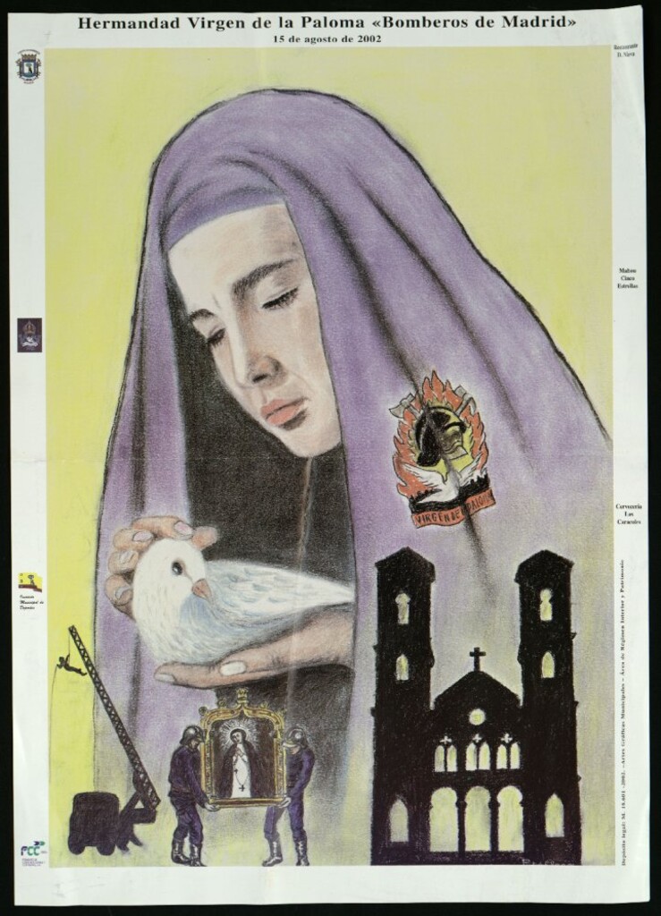 Miniatura de Hermandad Virgen de la Paloma «Bomberos de Madrid». 15 de agosto de 2002.