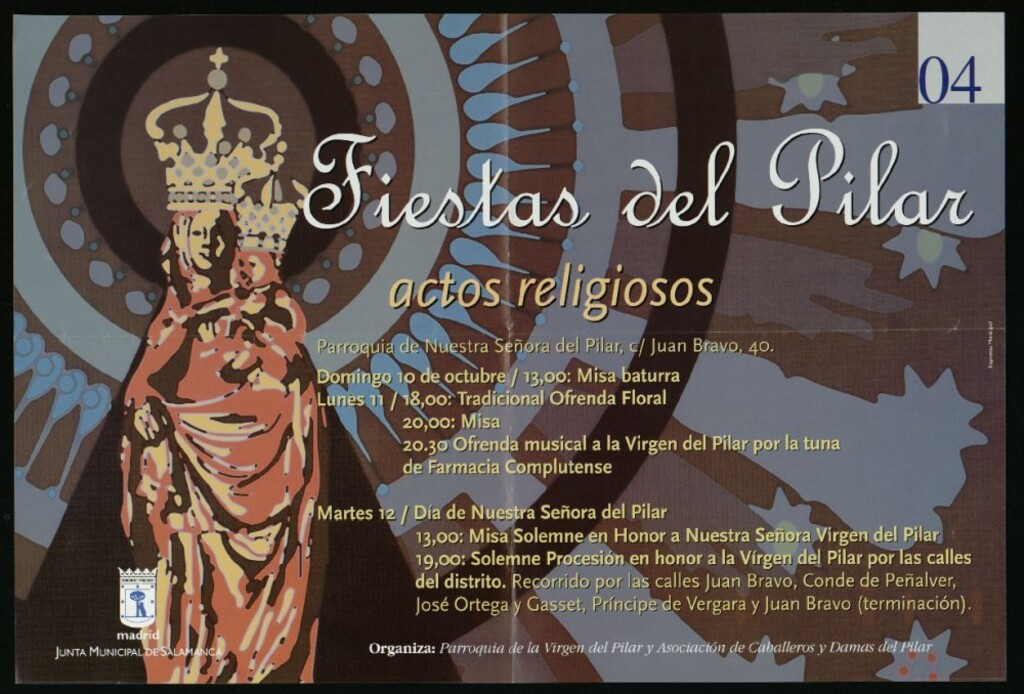 Miniatura de Fiestas del Pilar 2004. Actos religiosos. Parroquia de Nuestra Señora del Pilar. (Programa)