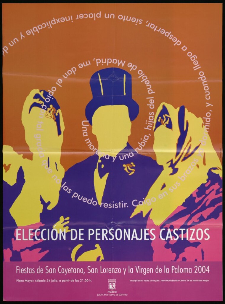 Miniatura de Fiestas de San Cayetano, San Lorenzo y la Virgen de la Paloma 2004. Elección de personajes castizos. Plaza Mayor 24 de julio a partir de las 21:00 horas. Inscripciones.
